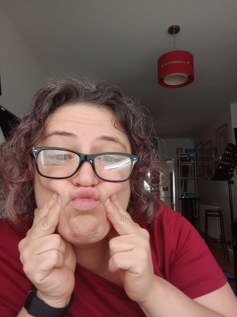 Rebecca doing 'mouth smush'